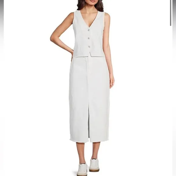 NWT RebaFront Slit Denim Midi Skirt