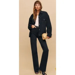 NWT Reformation Margot high rise flare in washed black, $168