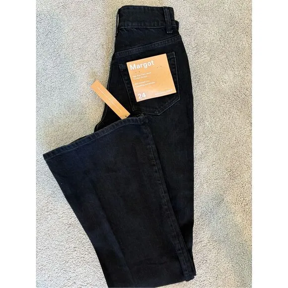 NWT Reformation Margot high rise flare in washed black, $168