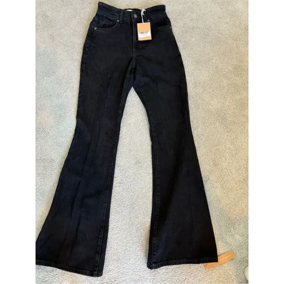 NWT Reformation Margot high rise flare in washed black, $168