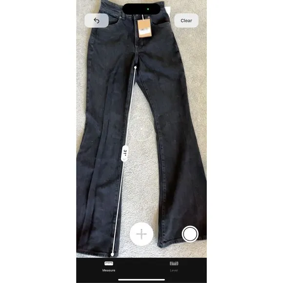 NWT Reformation Margot high rise flare in washed black, $168