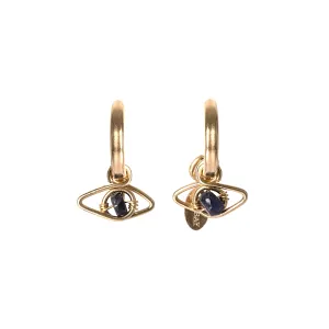 Ojos Hoop Earrings #4 (12mm) - Blue Sapphire