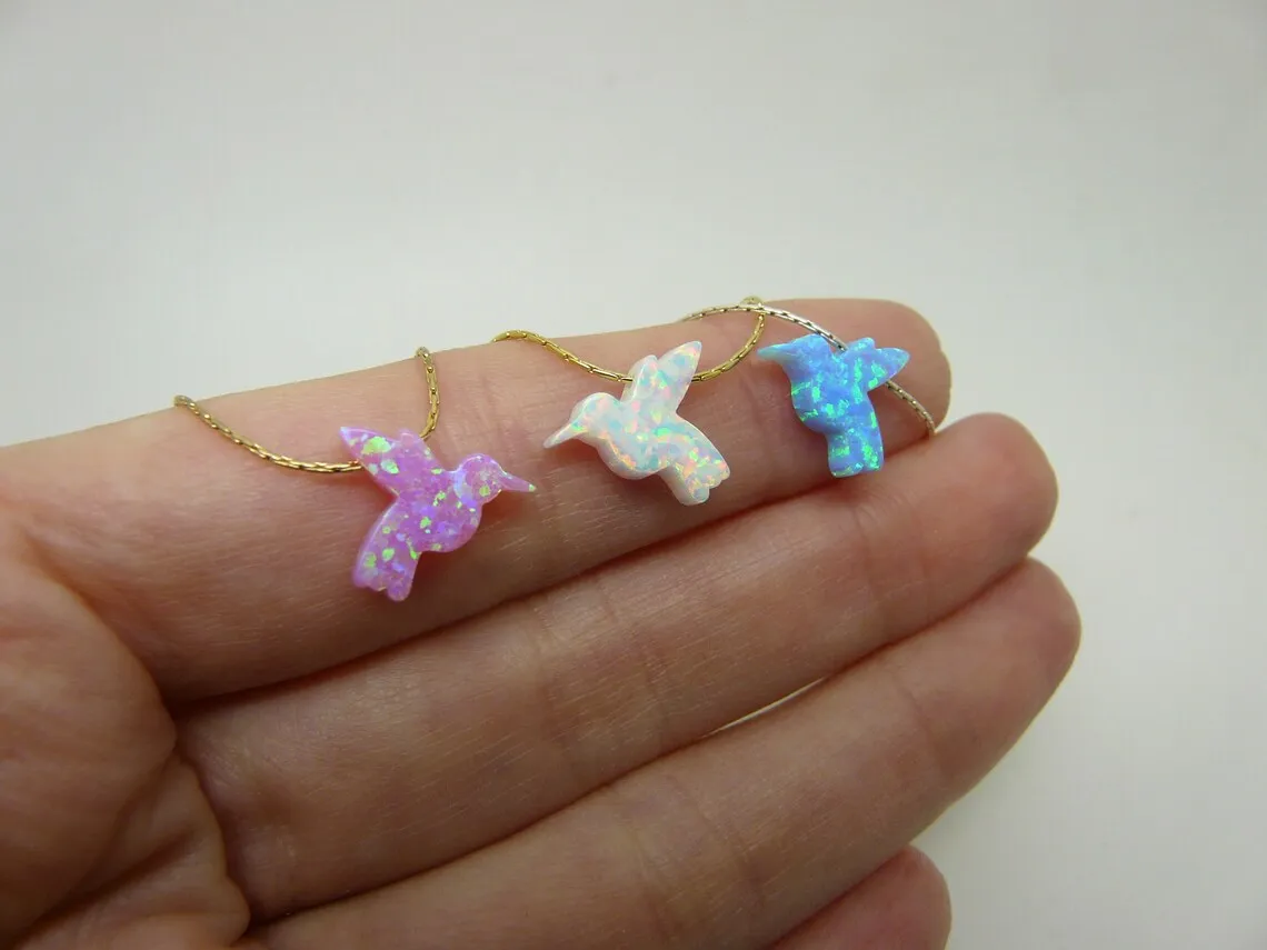 Opal bird necklace