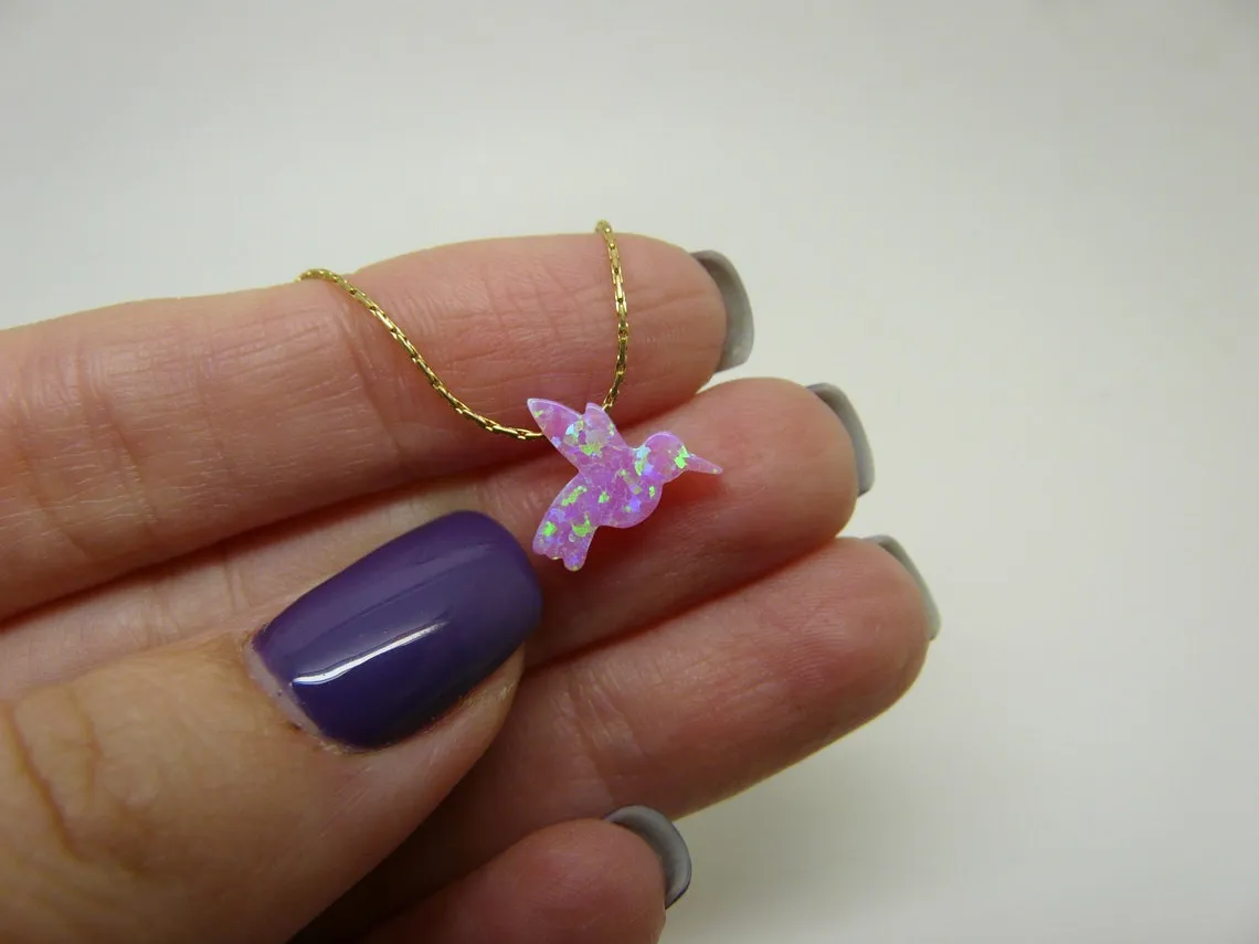 Opal bird necklace
