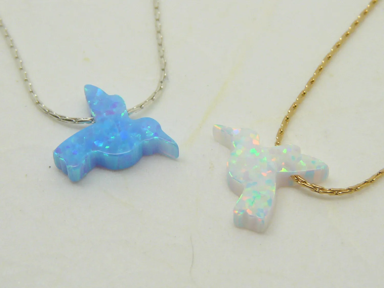 Opal bird necklace