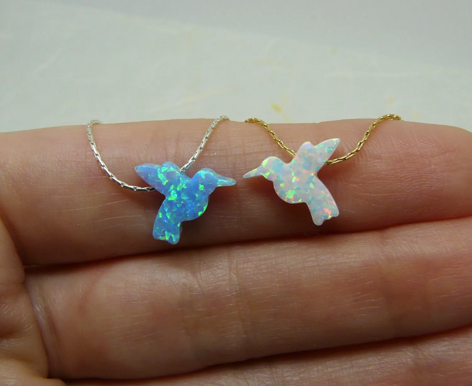 Opal bird necklace