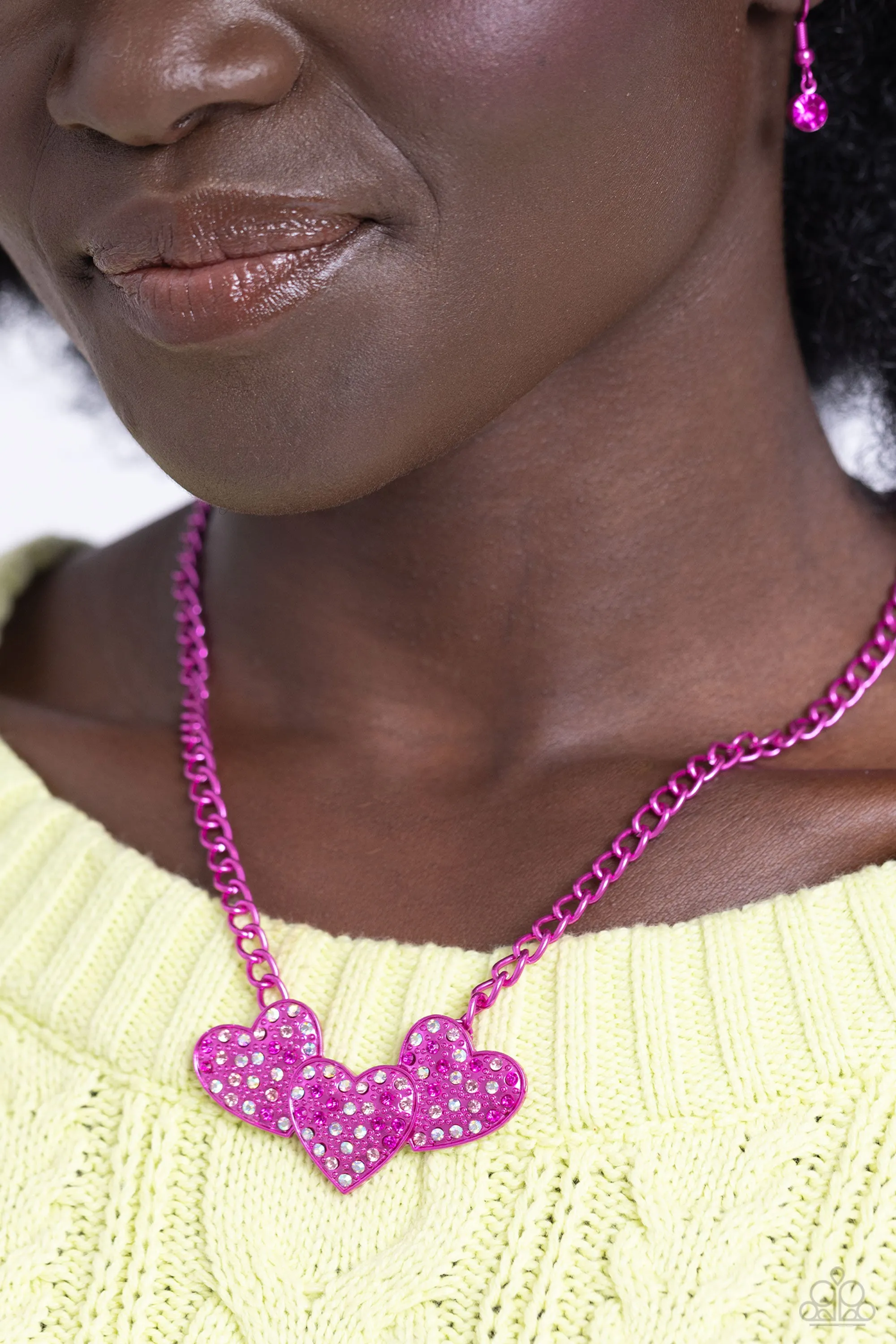 Paparazzi Low-Key Lovestruck Necklace Pink & Lovestruck Lineup Bracelet Pink