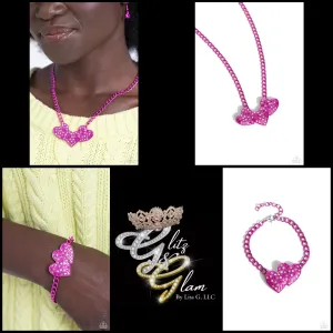 Paparazzi Low-Key Lovestruck Necklace Pink & Lovestruck Lineup Bracelet Pink