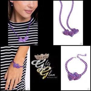 Paparazzi Low-Key Lovestruck Necklace Purple & Lovestruck Lineup Bracelet Purple