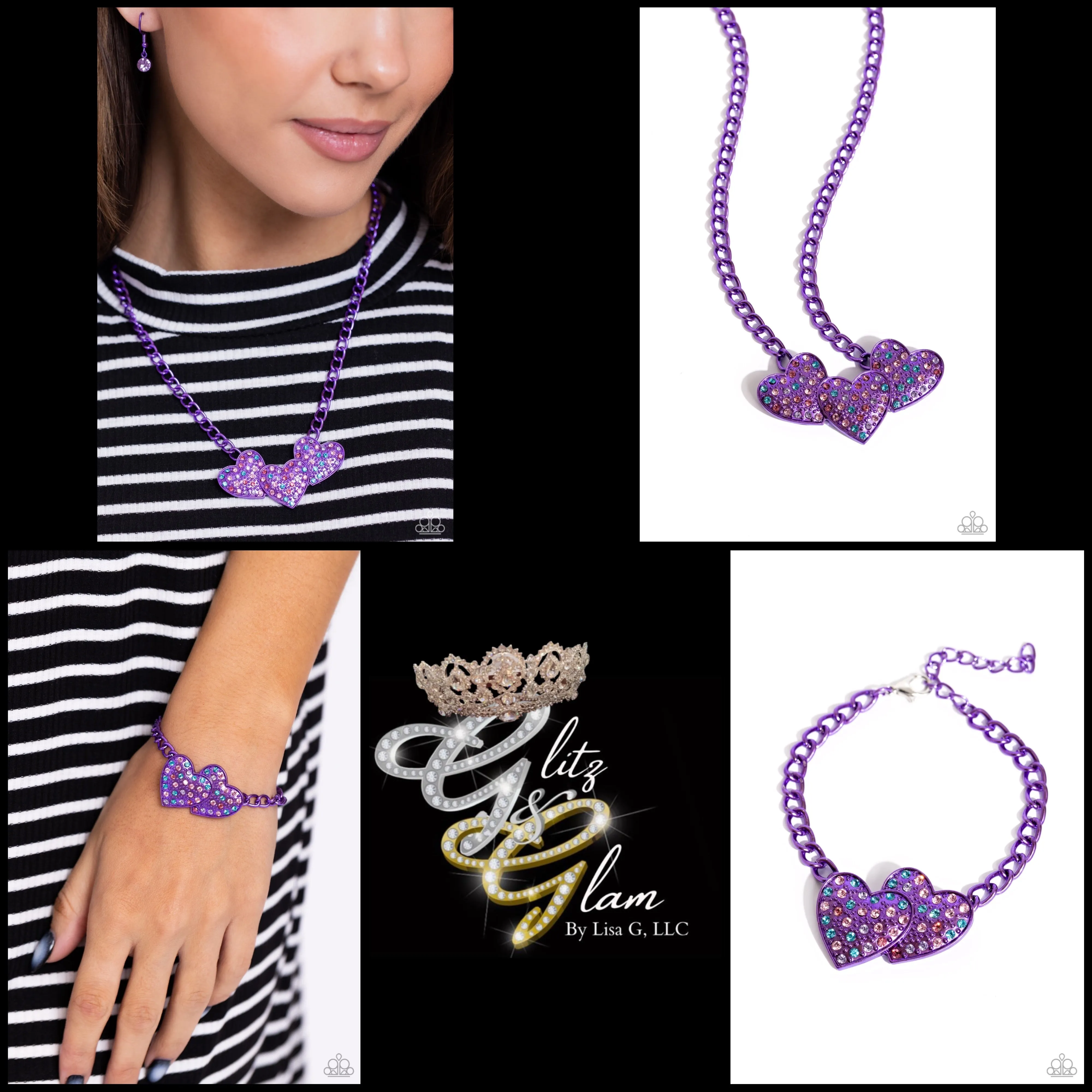 Paparazzi Low-Key Lovestruck Necklace Purple & Lovestruck Lineup Bracelet Purple