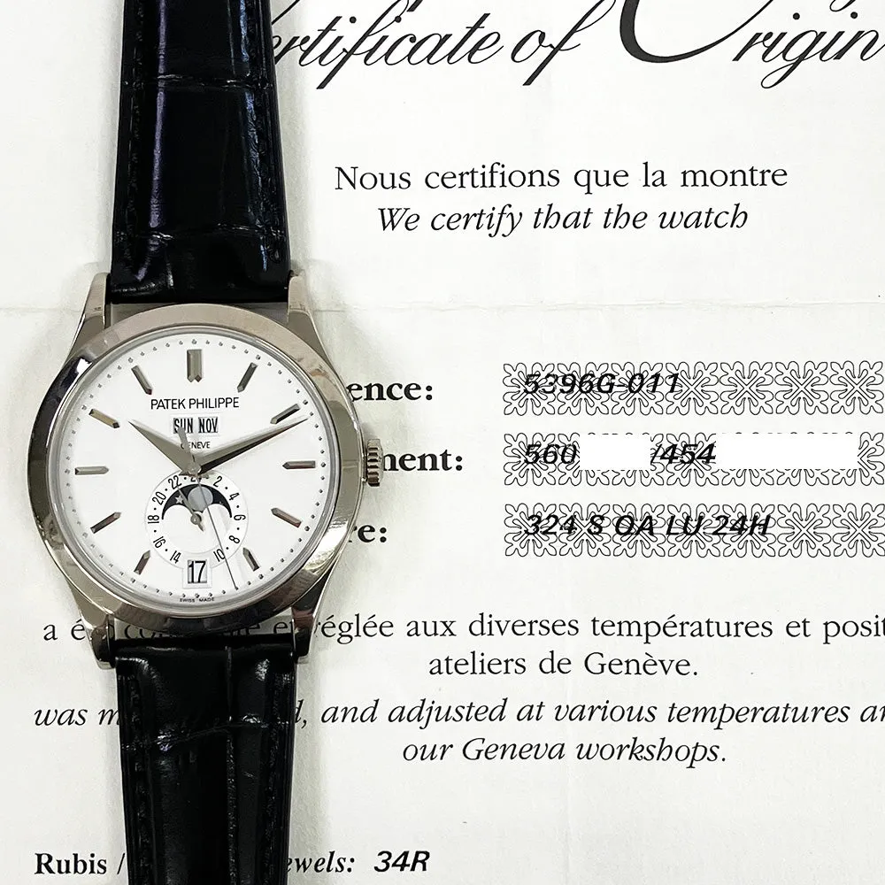 Patek Philippe Annual Calendar 5396G-011 Silver Dial Nov 2011