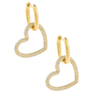 Pavé Large Open Heart Huggie Earring