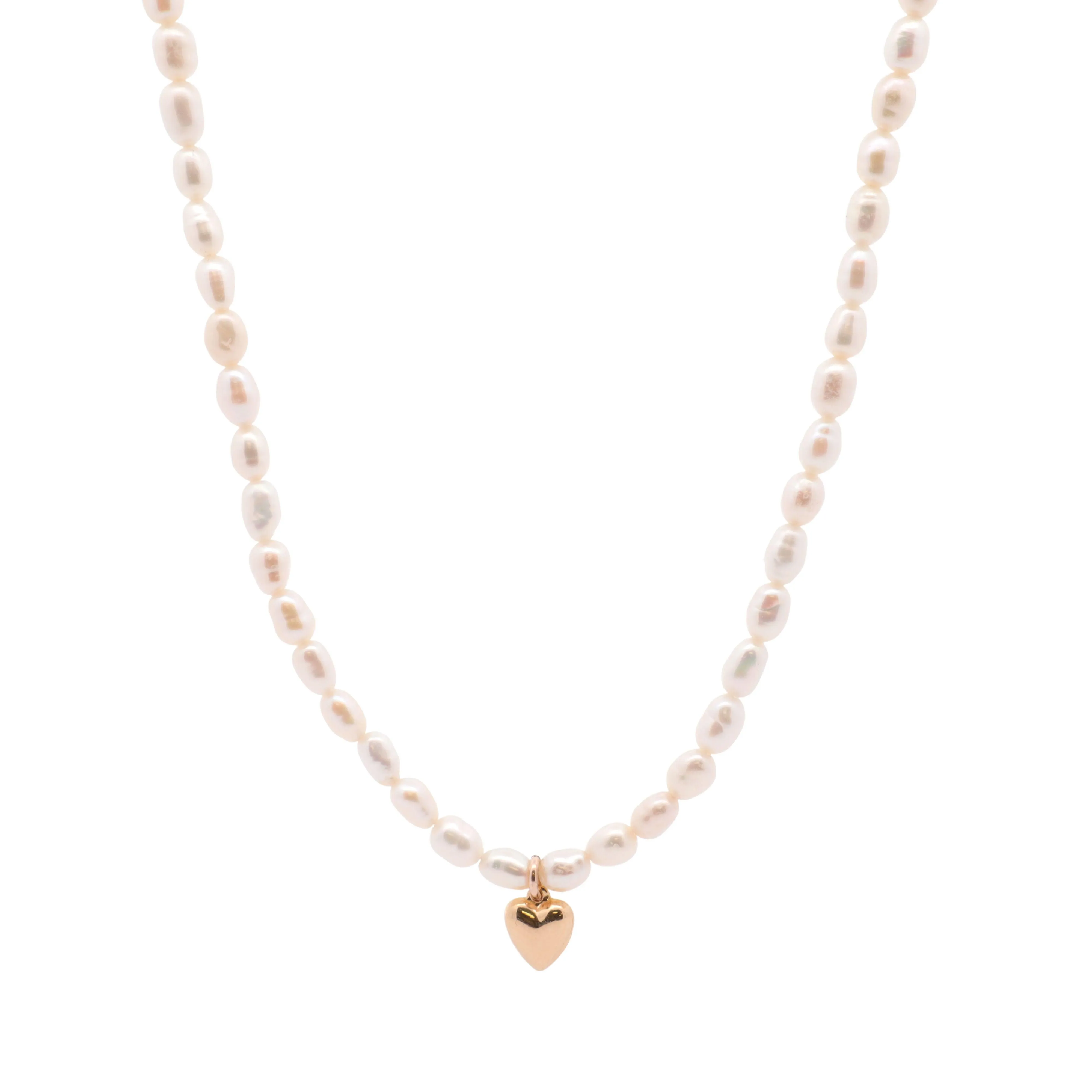 Pearl Necklace With Puffy Heart