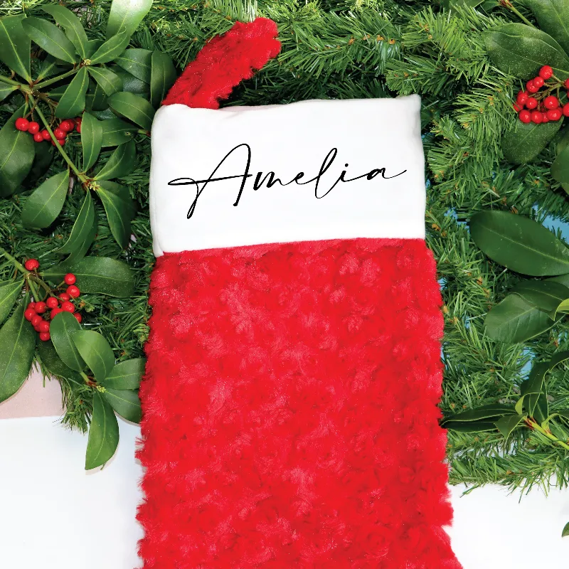Personalized Luxury Christmas Stocking and Santa Sack in Red