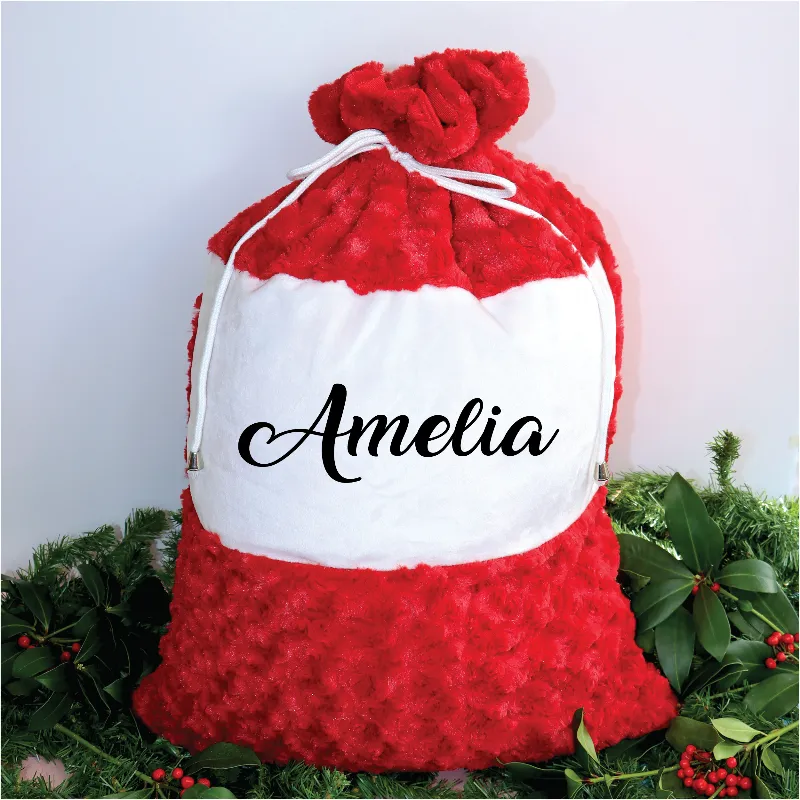 Personalized Luxury Christmas Stocking and Santa Sack in Red