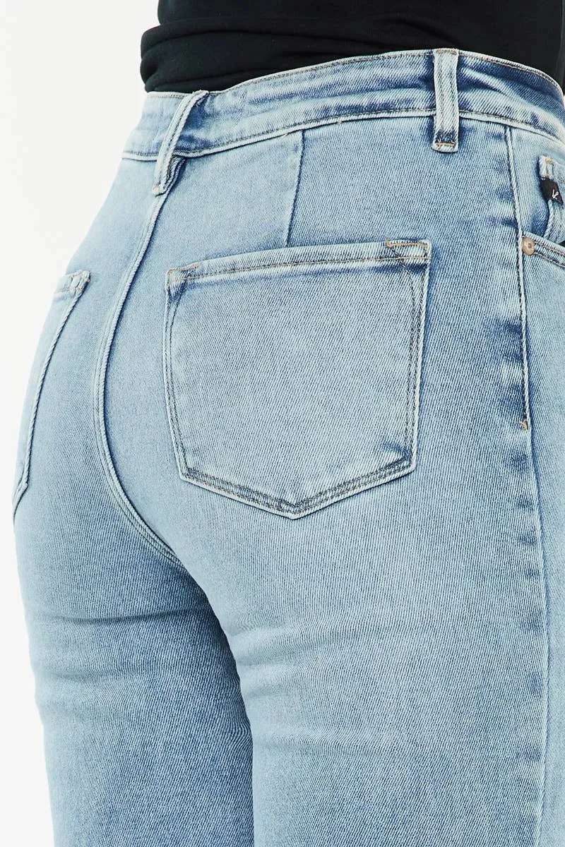 Petite Distressed Flare Jeans by Kan Can