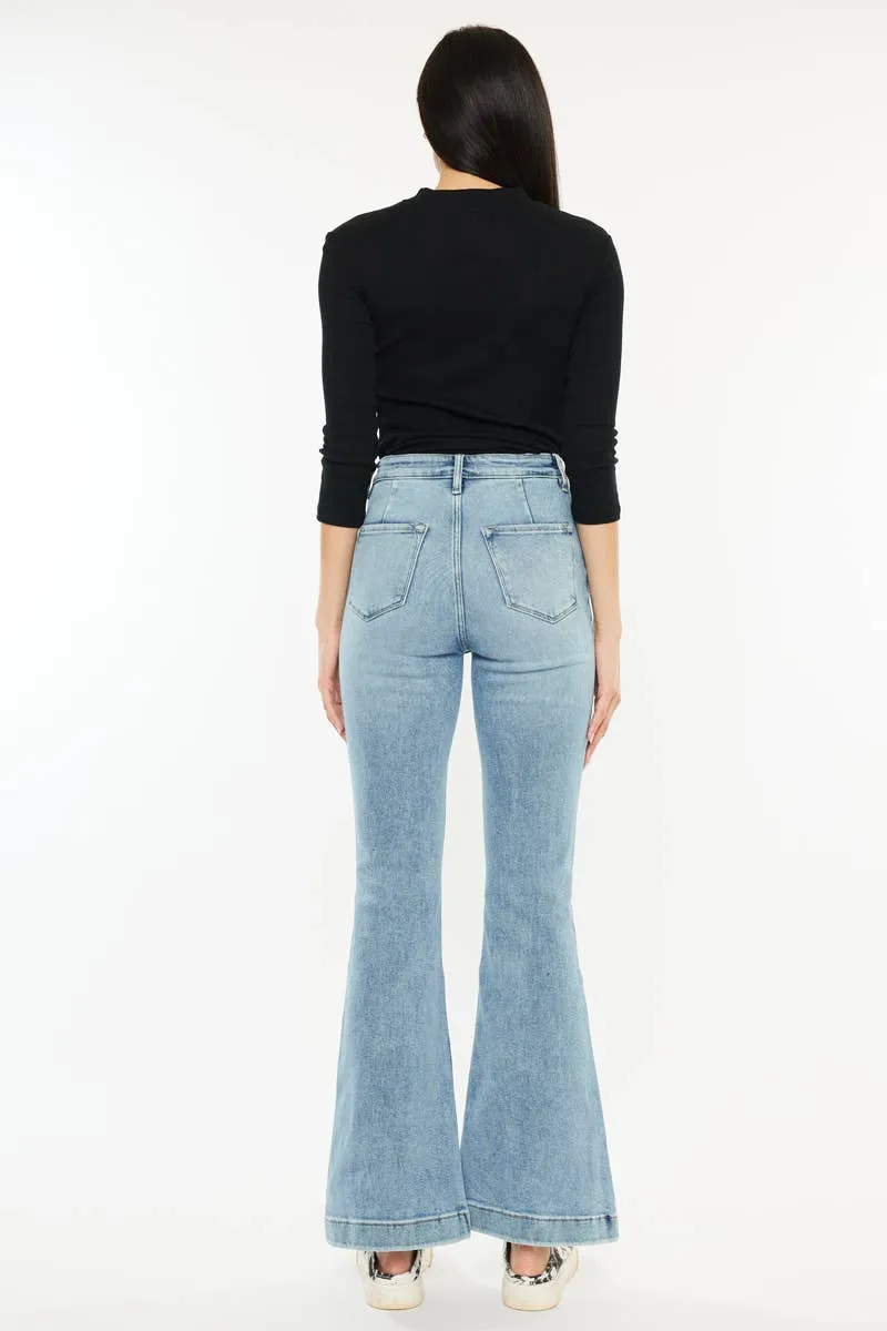 Petite Distressed Flare Jeans by Kan Can