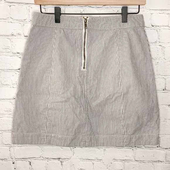 Pilcro and the Letterpress Railroad Stripe Denim Mini Skirt Blue/White Size 4