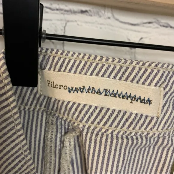 Pilcro and the Letterpress Railroad Stripe Denim Mini Skirt Blue/White Size 4