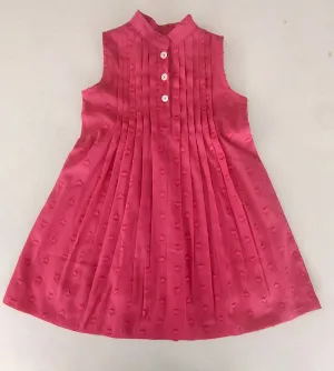 Pink Pleated Heart Dobby Dress