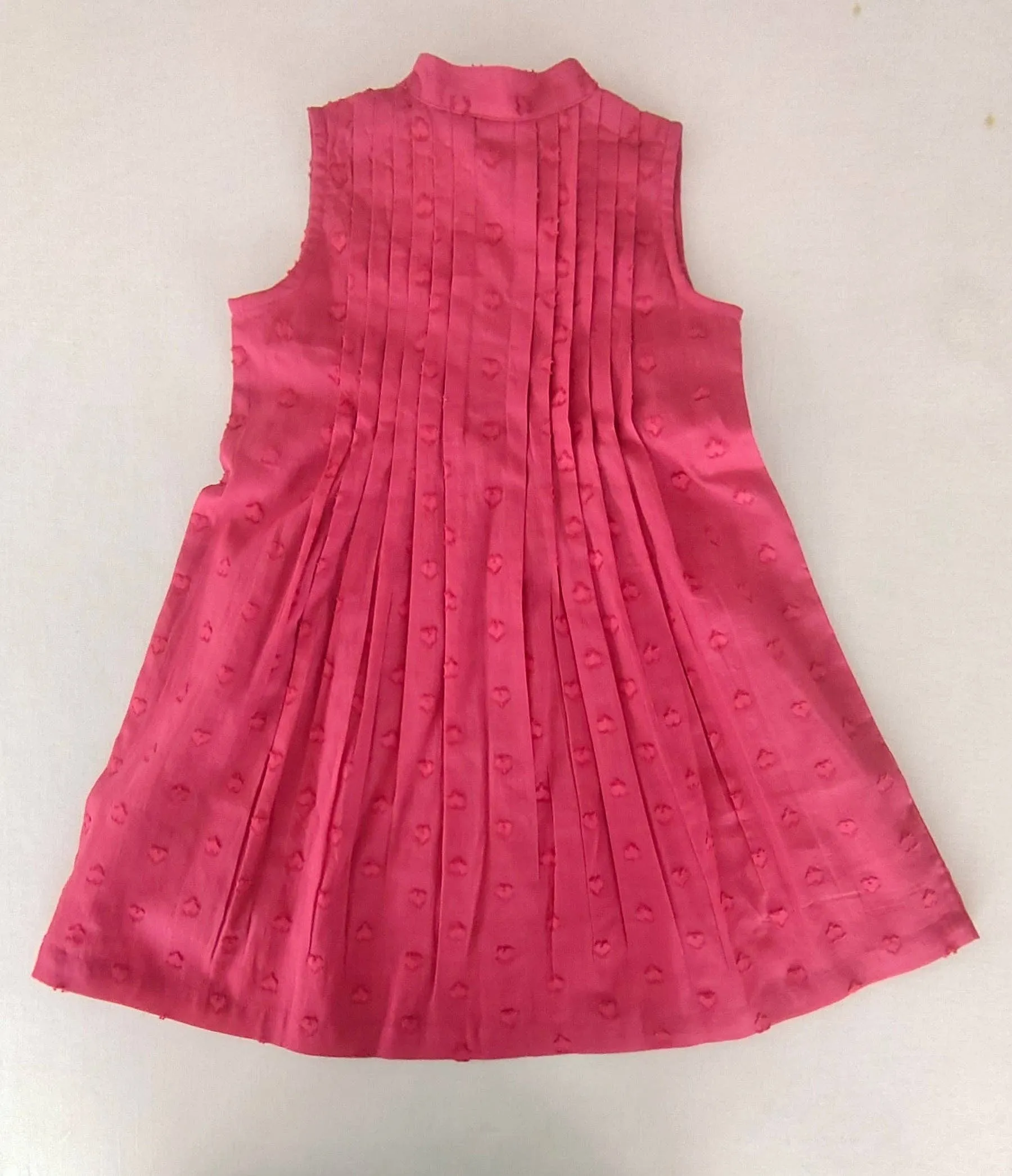 Pink Pleated Heart Dobby Dress