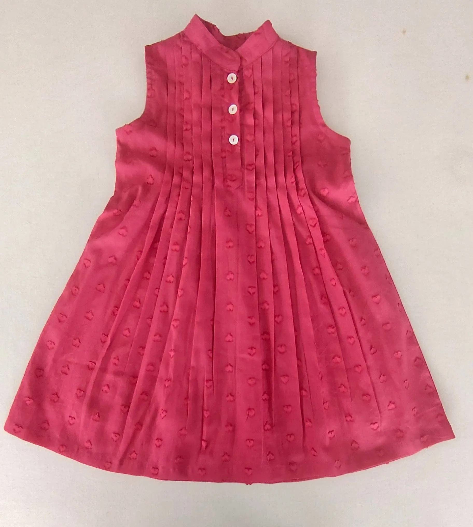 Pink Pleated Heart Dobby Dress