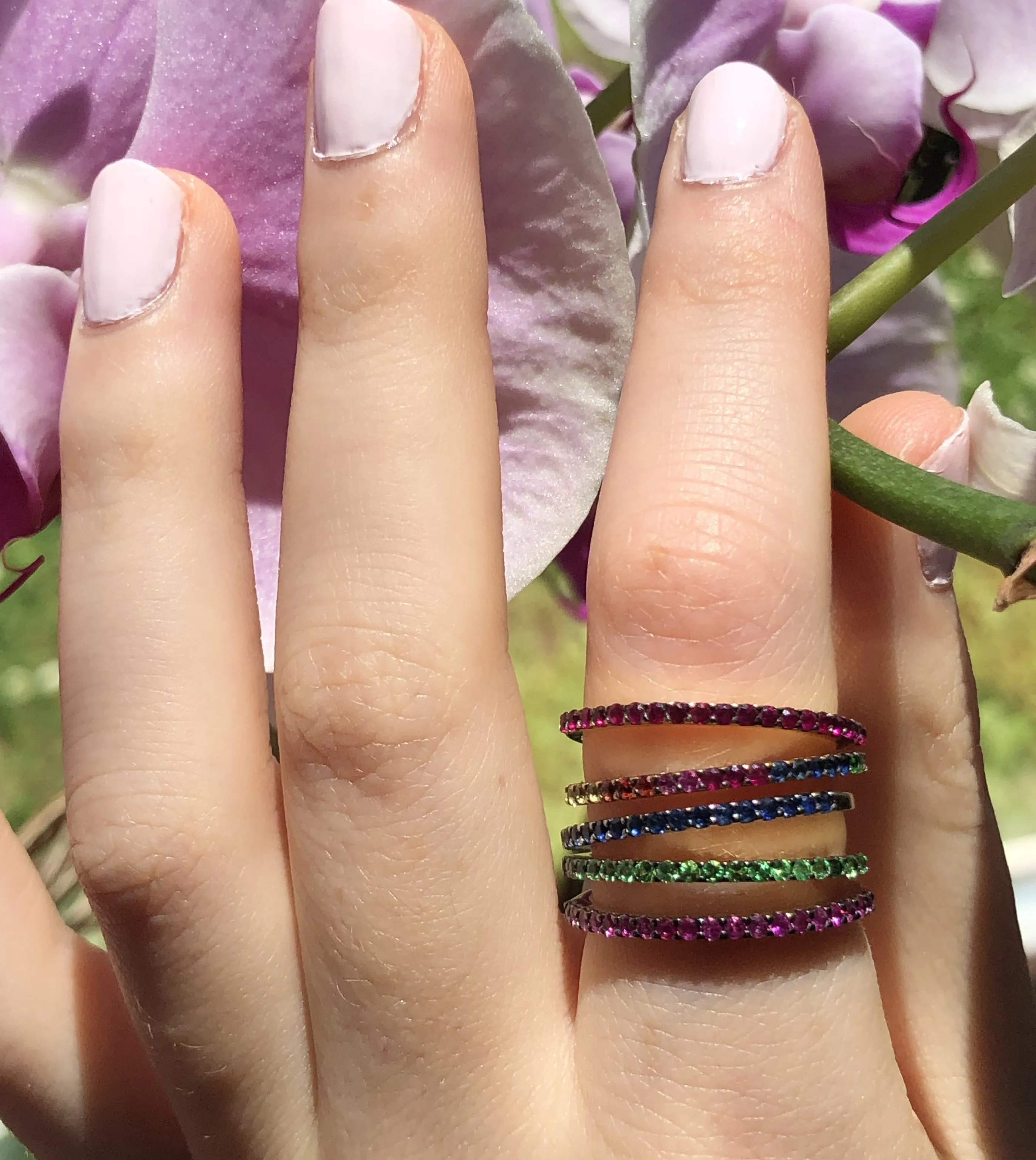 Pink Sapphire Stackable Band