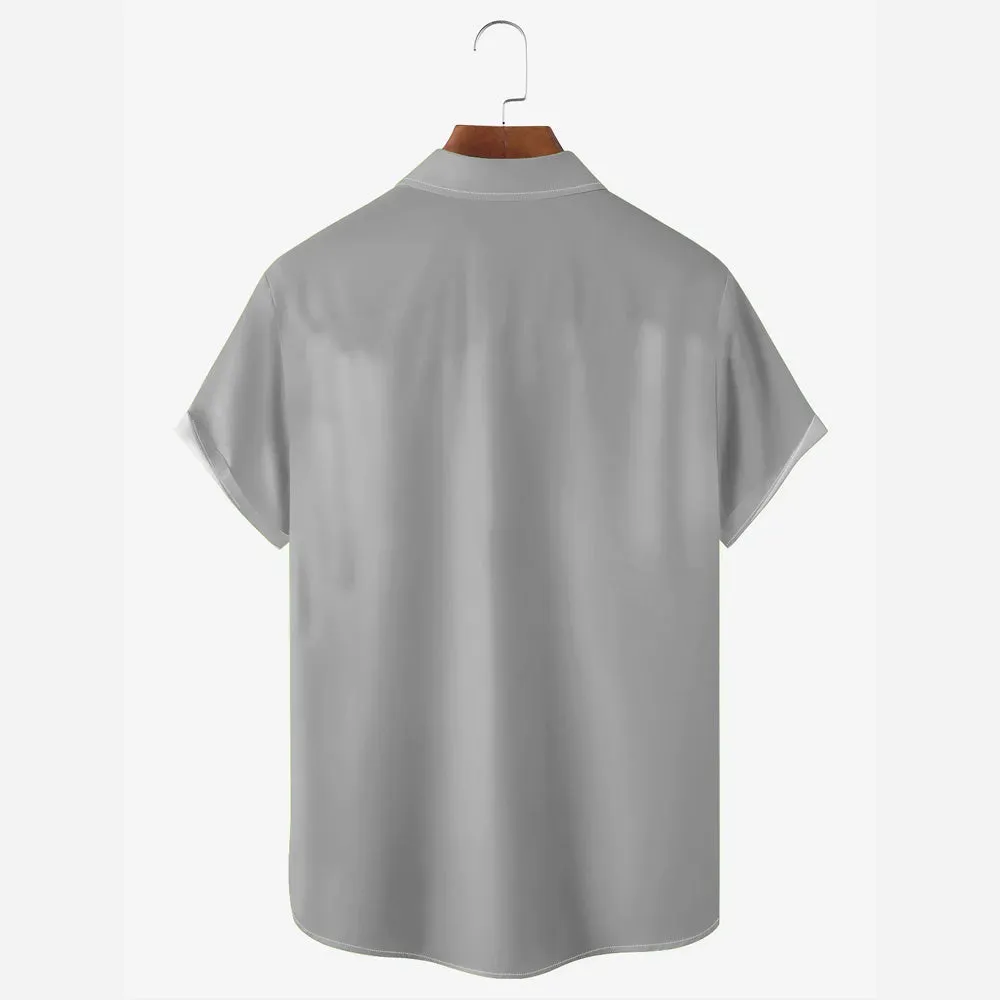 Poker Stripe Print Casual Oversized Short Sleeve Shirt