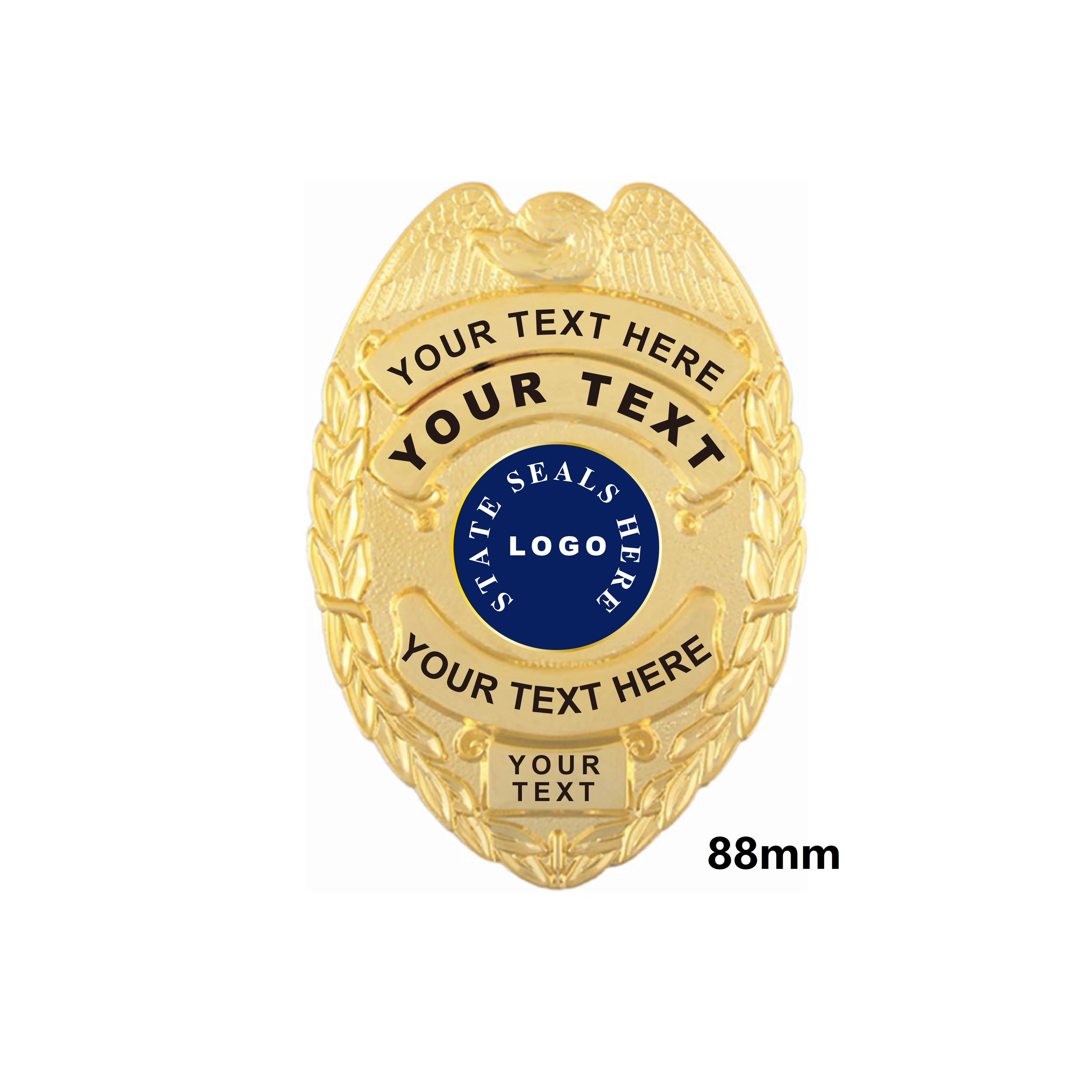 Police Badges with Custom Logo & Text - Shield