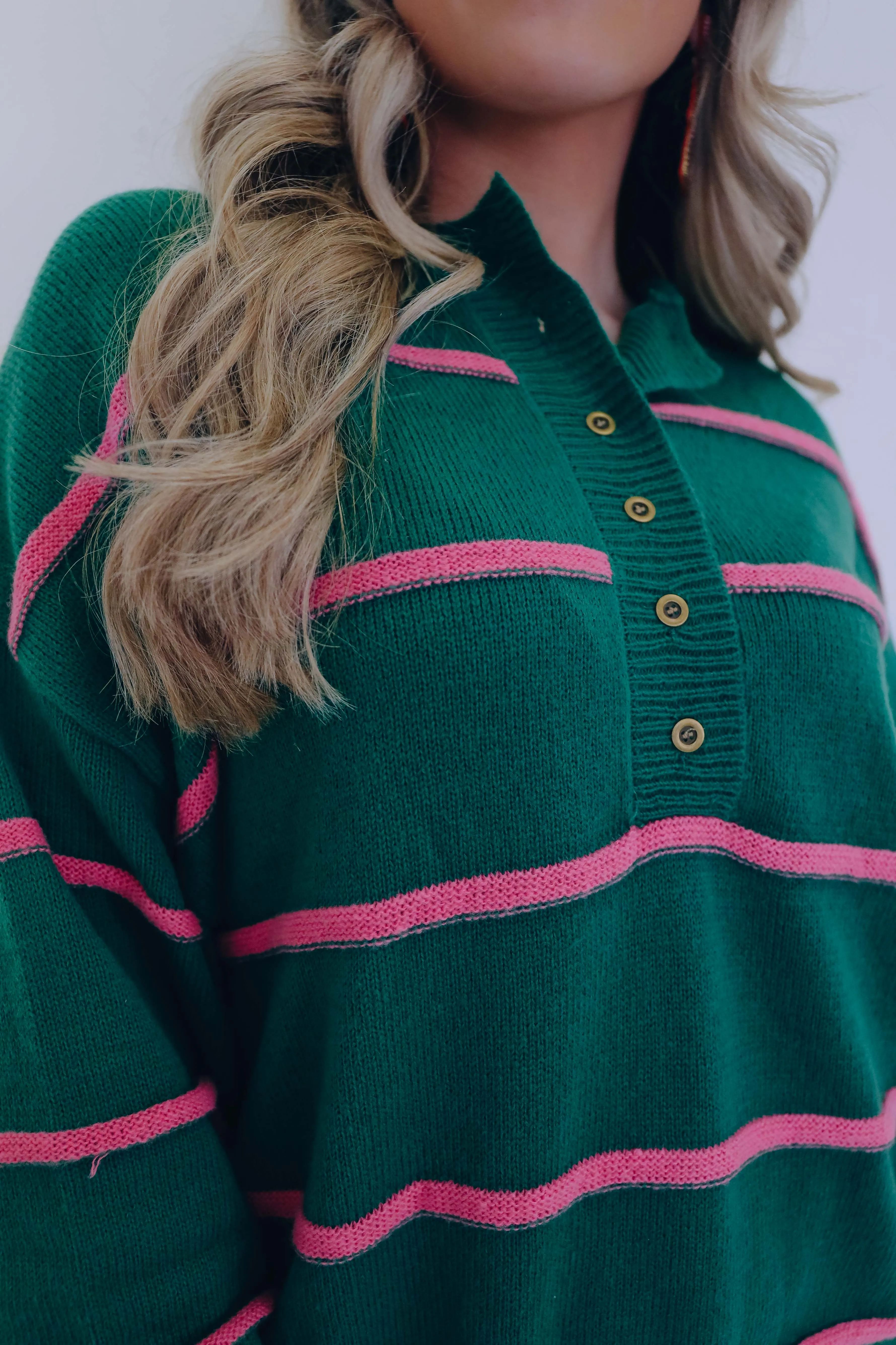 Pop Of Pink Striped Sweater