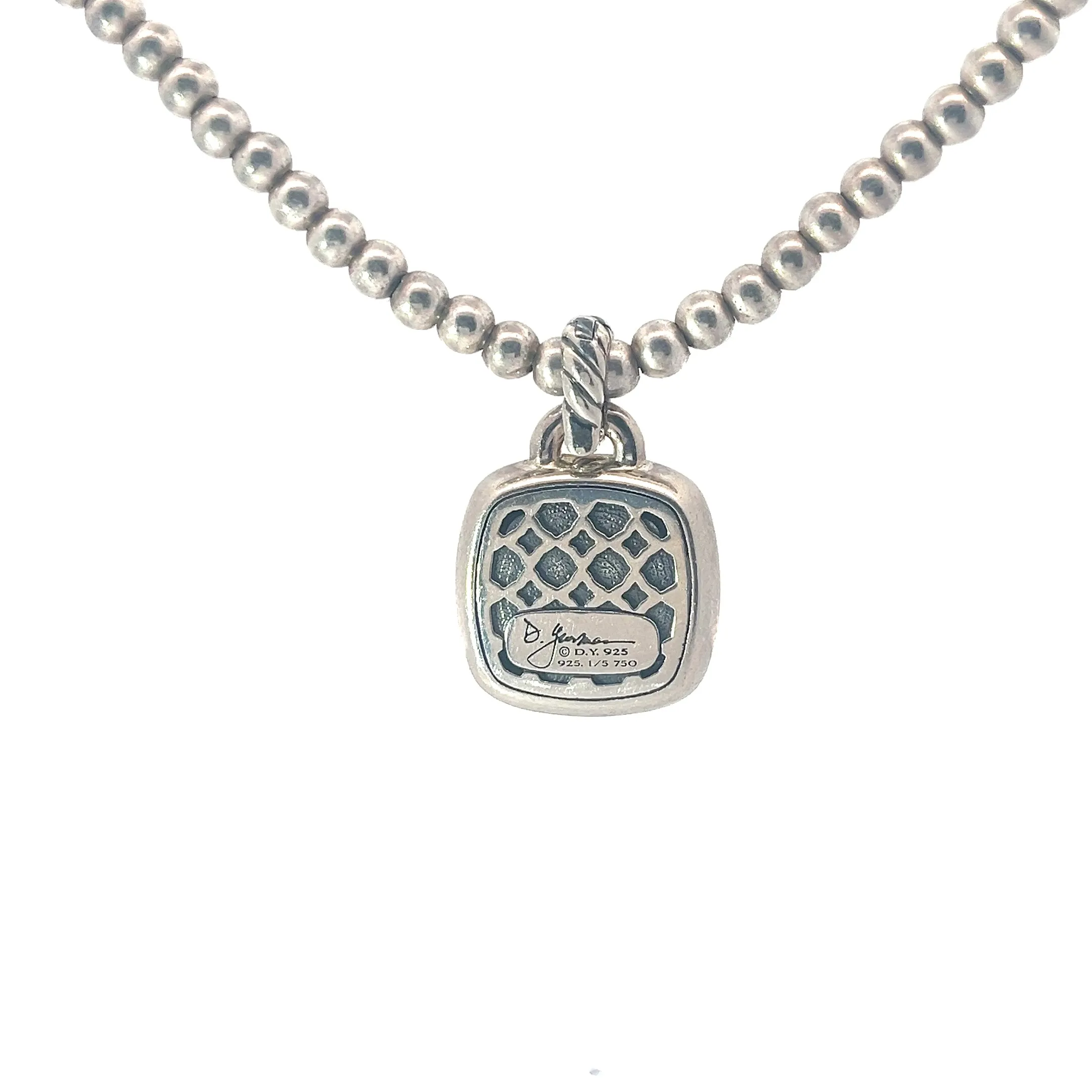 Pre-Owed David Yurman Sterling Silver 18k Yellow Gold/Diamond 10mm Albion Enhancer Pendant