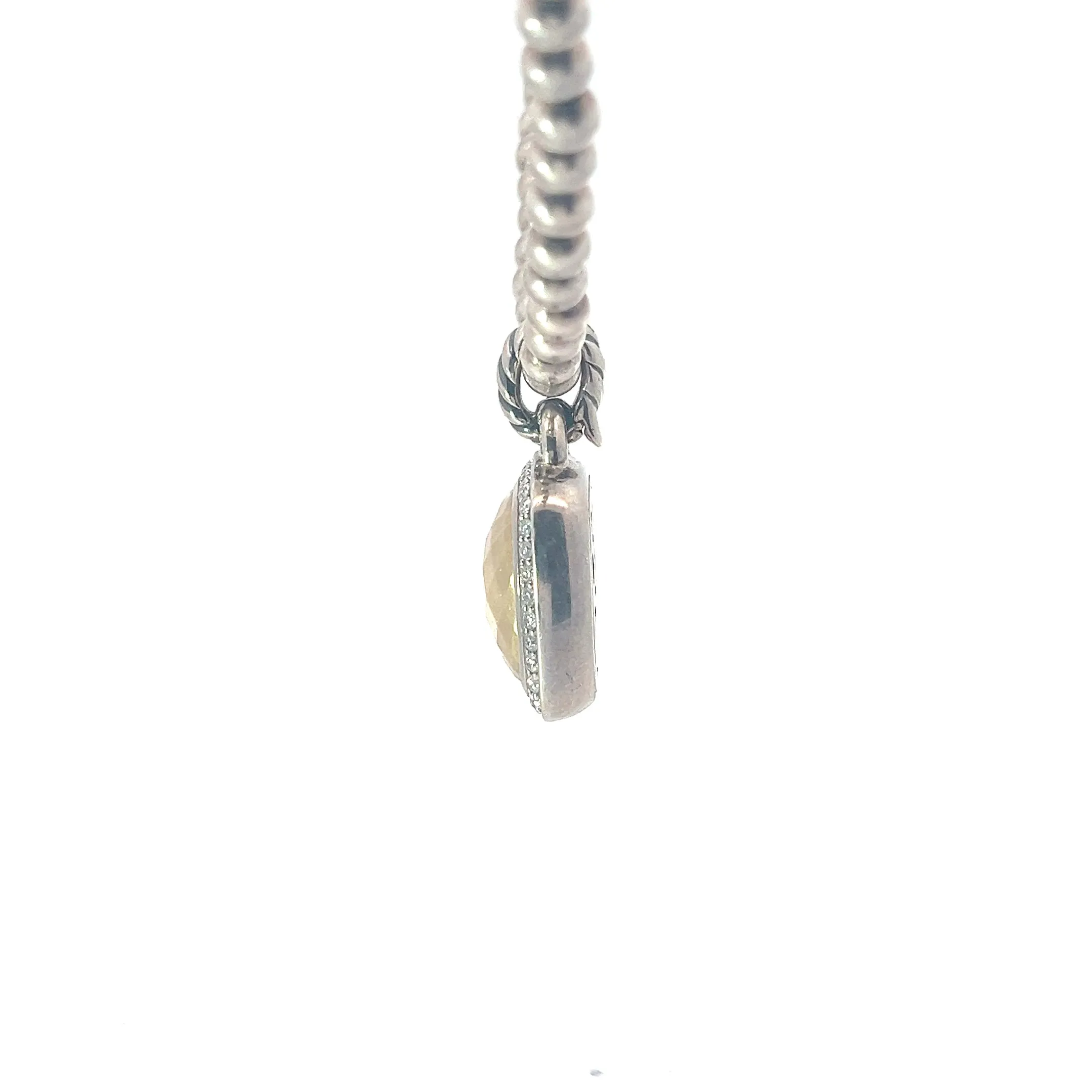 Pre-Owed David Yurman Sterling Silver 18k Yellow Gold/Diamond 10mm Albion Enhancer Pendant