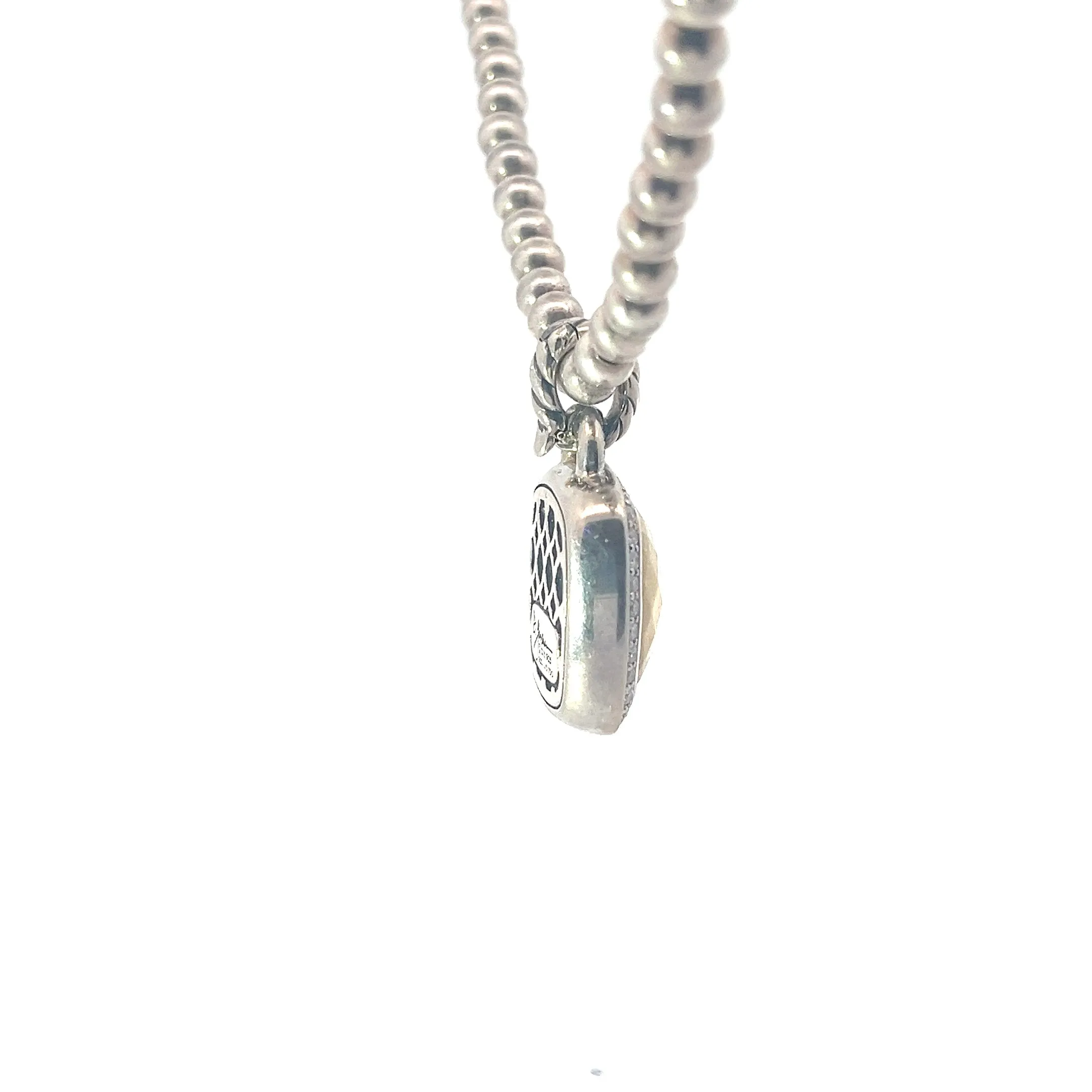 Pre-Owed David Yurman Sterling Silver 18k Yellow Gold/Diamond 10mm Albion Enhancer Pendant