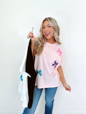 Prismatic Sequin Bow Patch Top - 3 Colors
