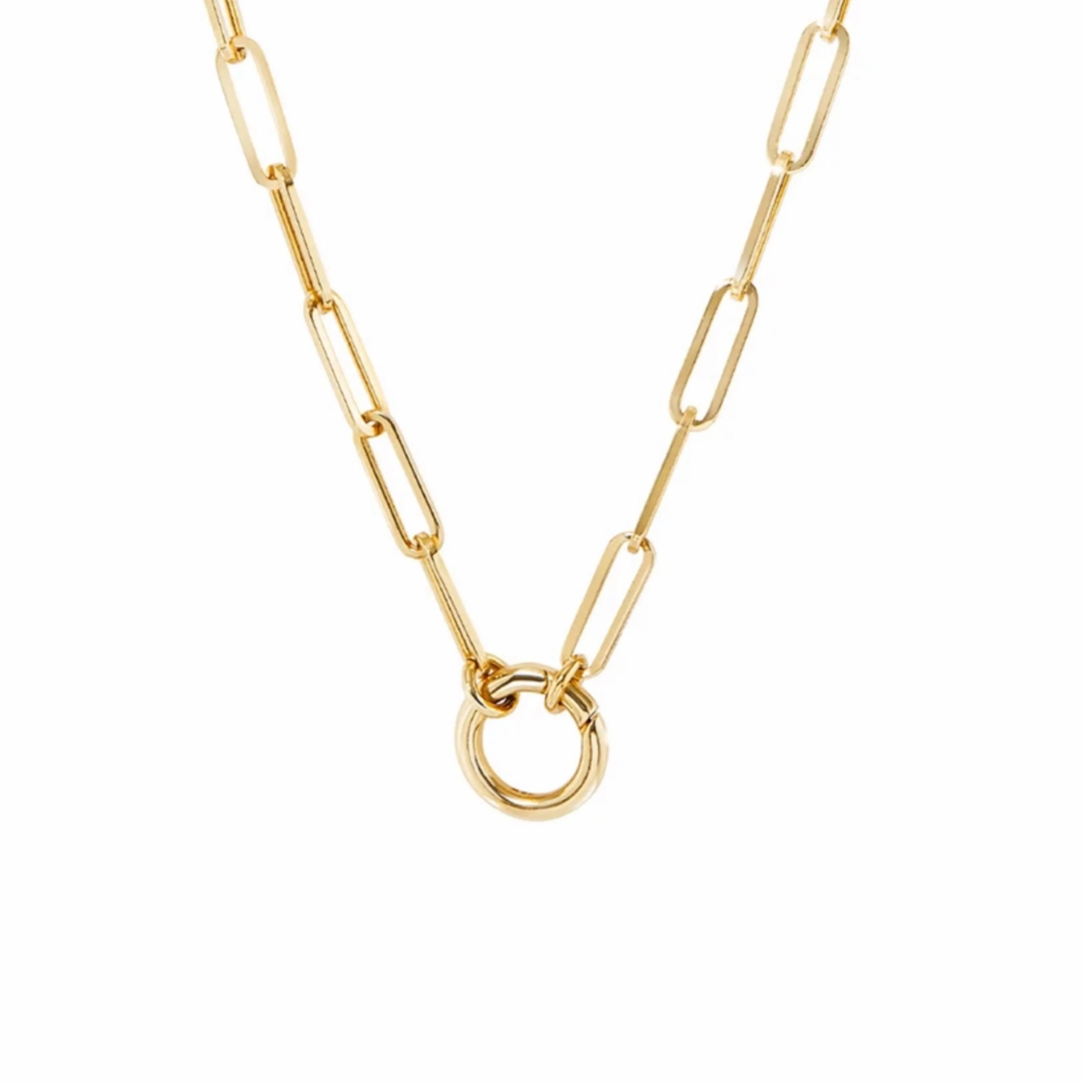 Puffed Heart Charm Necklace - Gold