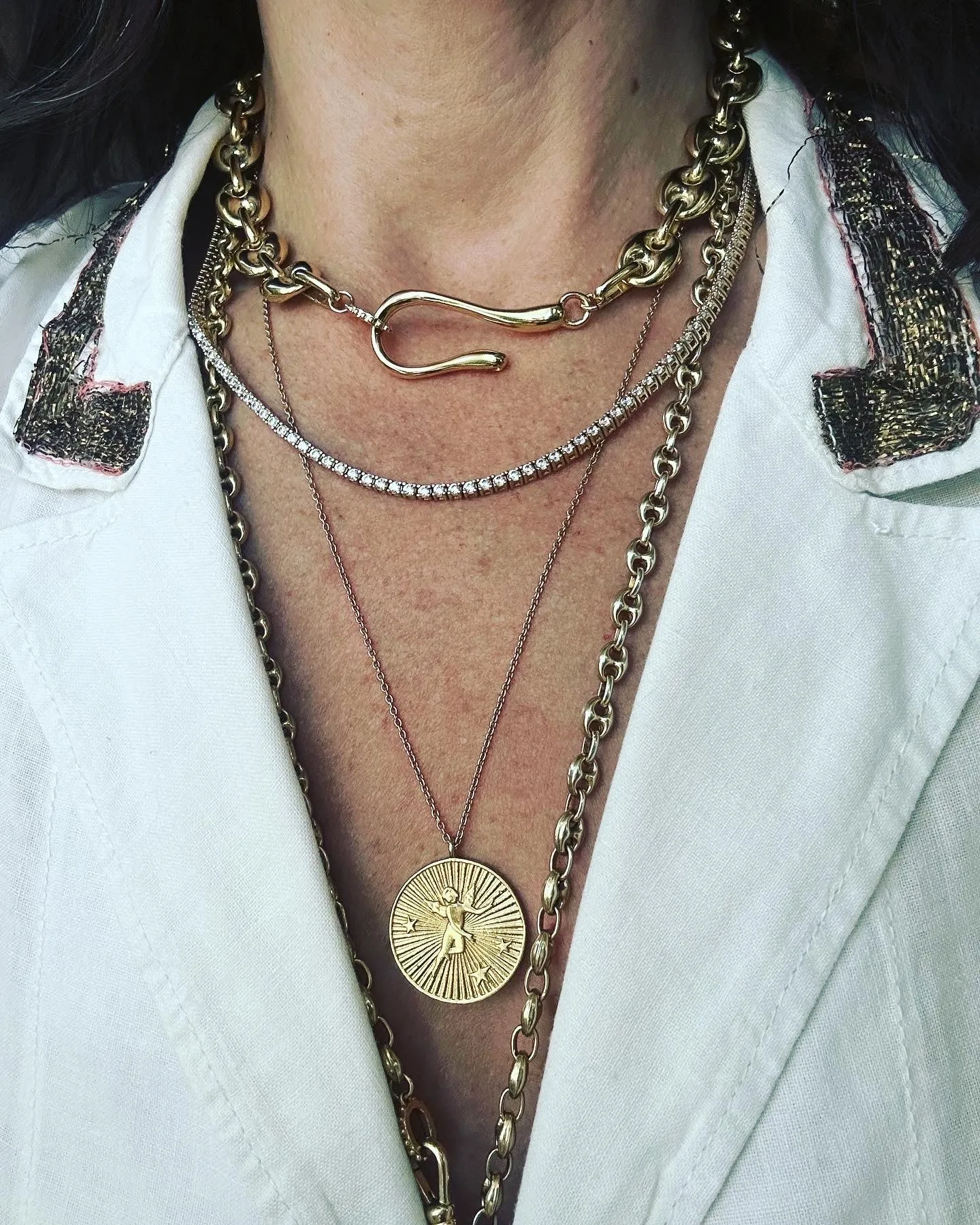 Puffy Mariner Hook   Loop Necklace- Large
