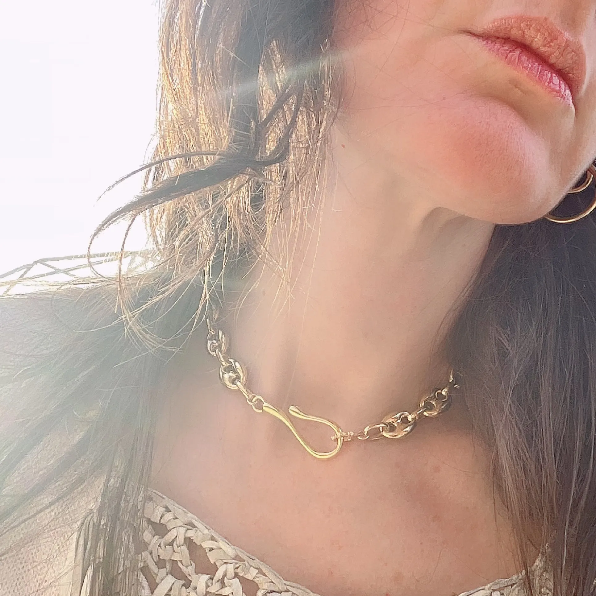 Puffy Mariner Hook   Loop Necklace- Large