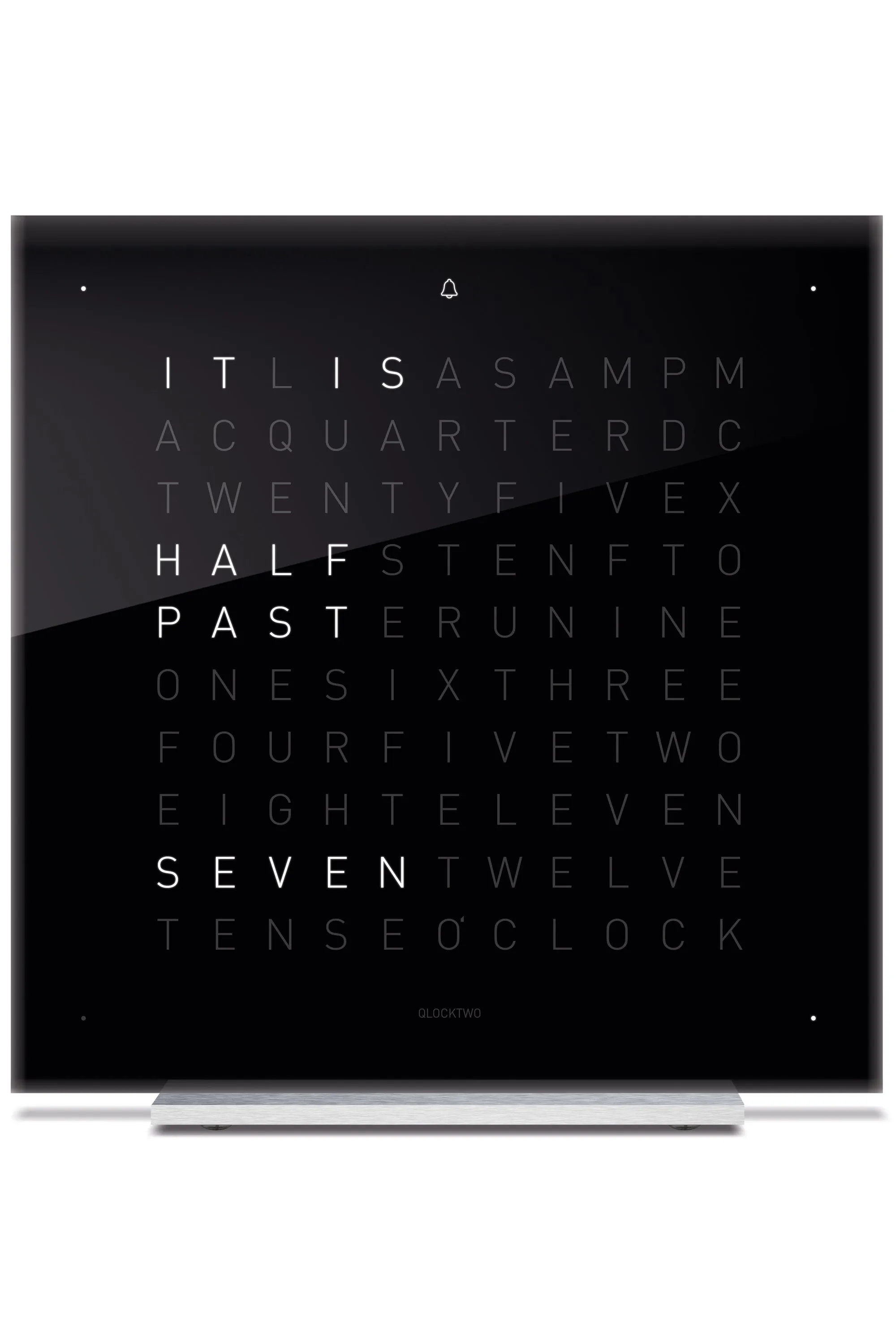 QLOCKTWO TOUCH Aluminium Desk Clock with BLACK ICE TEA Acrylic Faceplate