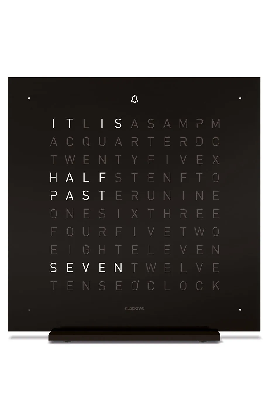 QLOCKTWO TOUCH Aluminium Desk Clock with DEEP BLACK Steel Faceplate