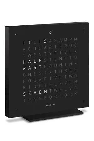 QLOCKTWO TOUCH Aluminium Desk Clock with DEEP BLACK Steel Faceplate