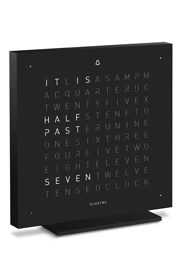 QLOCKTWO TOUCH Aluminium Desk Clock with DEEP BLACK Steel Faceplate
