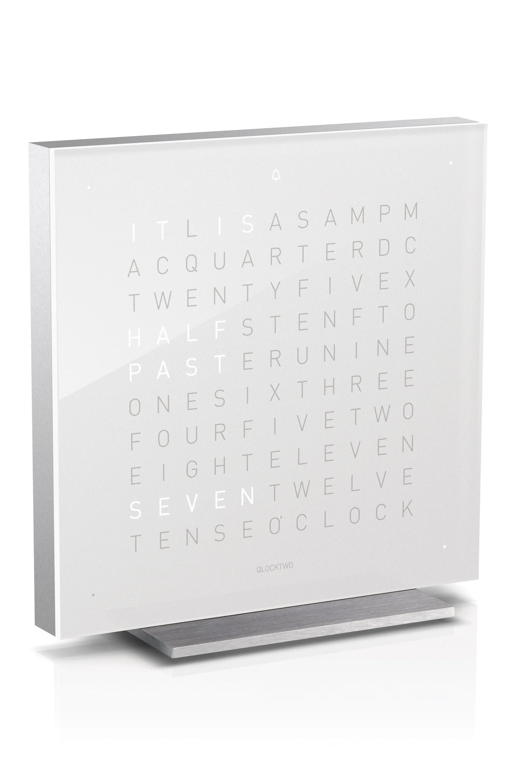 QLOCKTWO TOUCH Aluminium Desk Clock with VANILLA SUGAR Acrylic Faceplate
