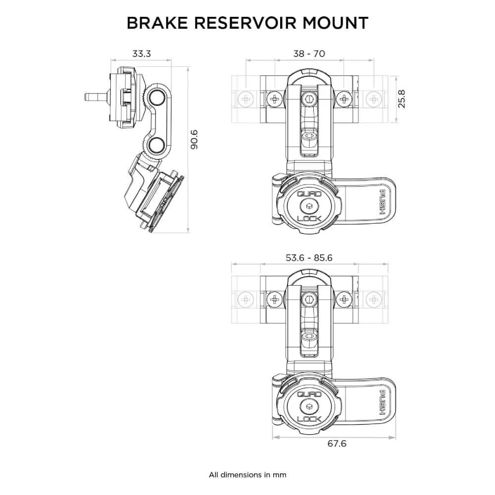 Quad Lock Motorcycle Brake Reservoir Mount