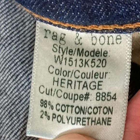 Rag &amp; Bone Jeans Women's 25 Blue Denim High Rise Skinny Heritage W1513k520