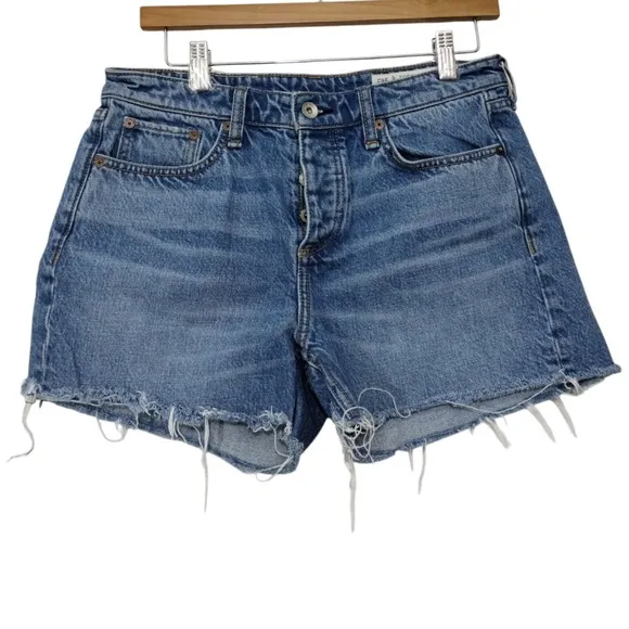 Rag &amp; Bone Women's Dre Low Rise Frayed Button-Fly Cut Off Denim Shorts Size 26