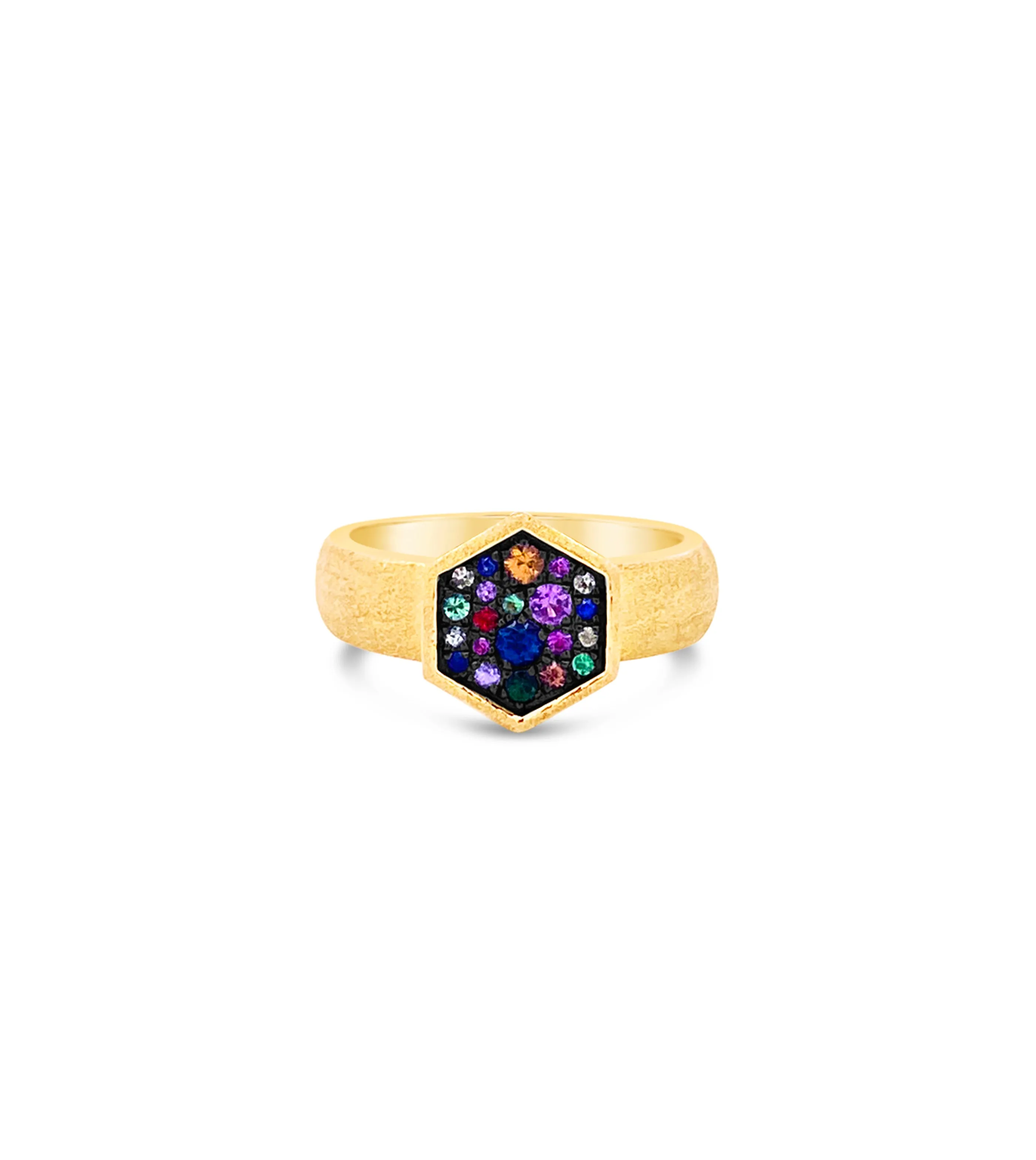 Rainbow Hexagon Wide Ring