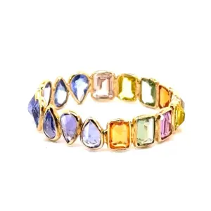 Rainbow Sapphire Tanzanite Eternity Ring In 14K