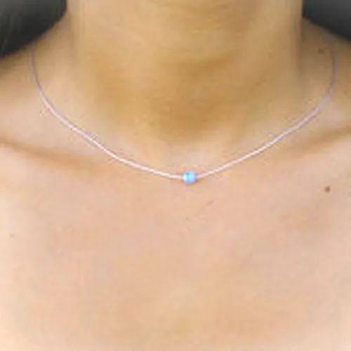 Rare Lab created Opal 4mm round fully drilled large ~1.2mm hole bead - Blue