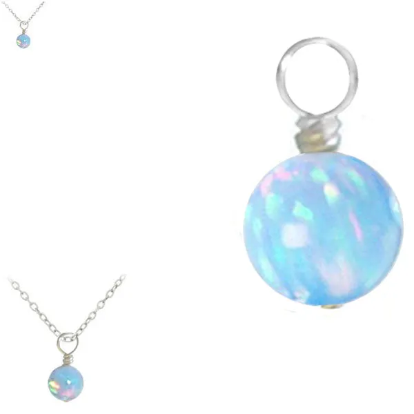 Rare Lab created Opal 4mm round fully drilled large ~1.2mm hole bead - Blue