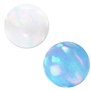 Rare Lab created Opal 5mm round fully drilled large ~1.2mm hole bead - White or Blue
